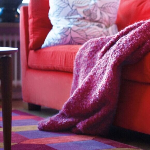 IKEA Stockholm Fuzzy & Soft Mohair Wool Blend Blanket Red & Pink - Picture 2 of 7